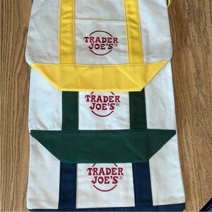 Trader Joe’s Mini Tote Bags Set of 3 yellow blue green NEW NWT